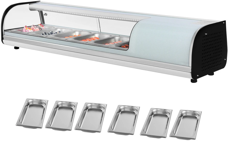 VEVOR Sushi vitrina su šaldytuvu, 62 L komercinė