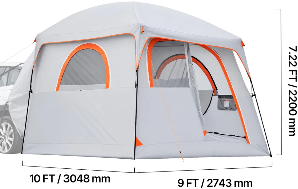 VEVOR Didelė SUV automobilių palapinė 6 asmenims, 3,048 x 2743 x 2200m m, PU2000 mm