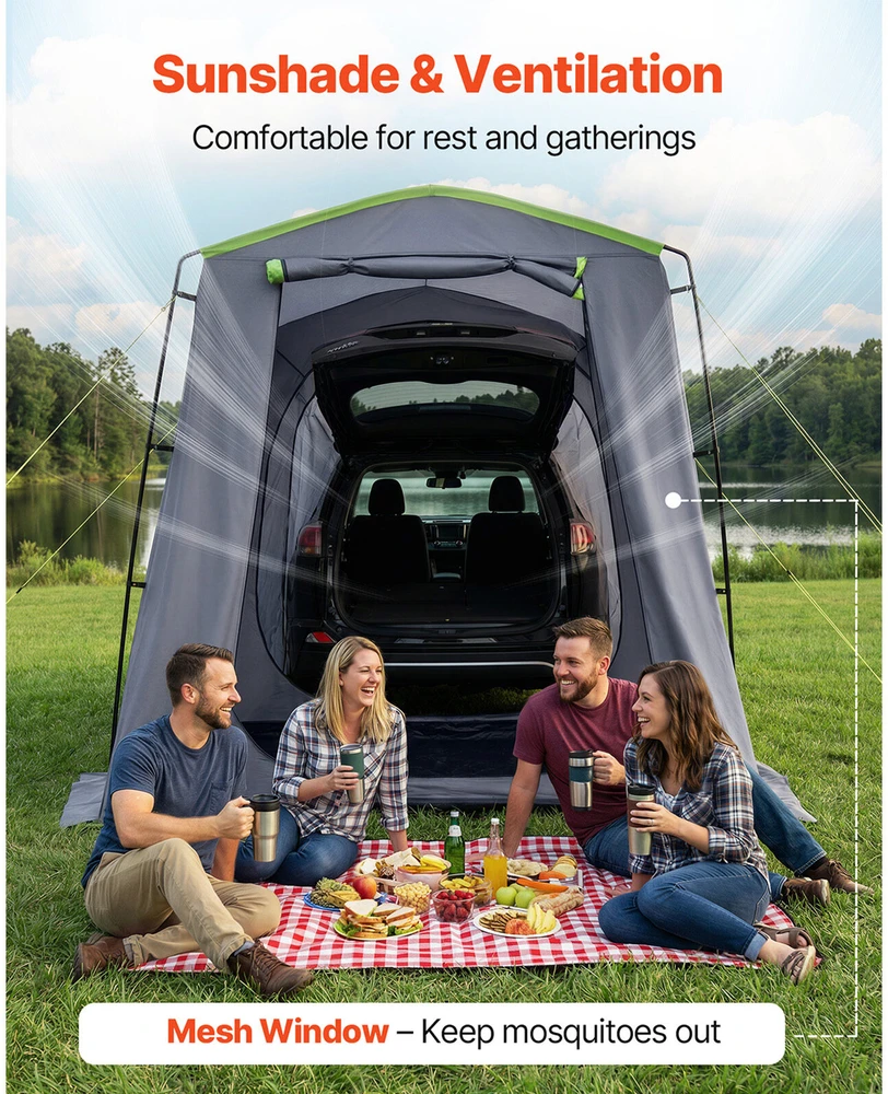 VEVOR Didelė SUV automobilių palapinė 5–9 asmenims, 2440 x 800 mm, PU3000 mm