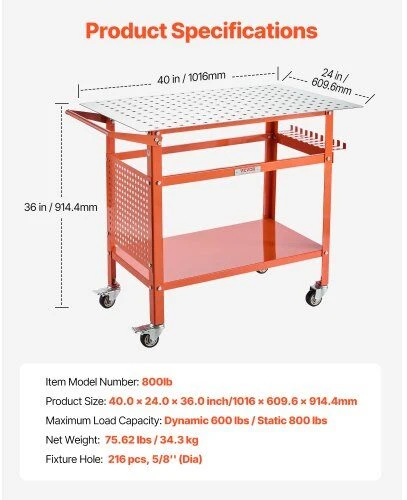 VEVOR Suvirinimo stalas 1016 x 609 mm 363 kg talpos