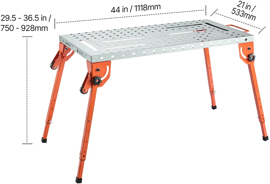 VEVOR Suvirinimo stalas 112 cm x 53 cm su aukščio reguliavimu