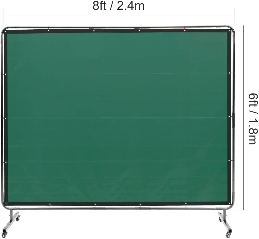 VEVOR Suvirinimo užuolaida su stovu, 183 cm x 244 cm, žalia
