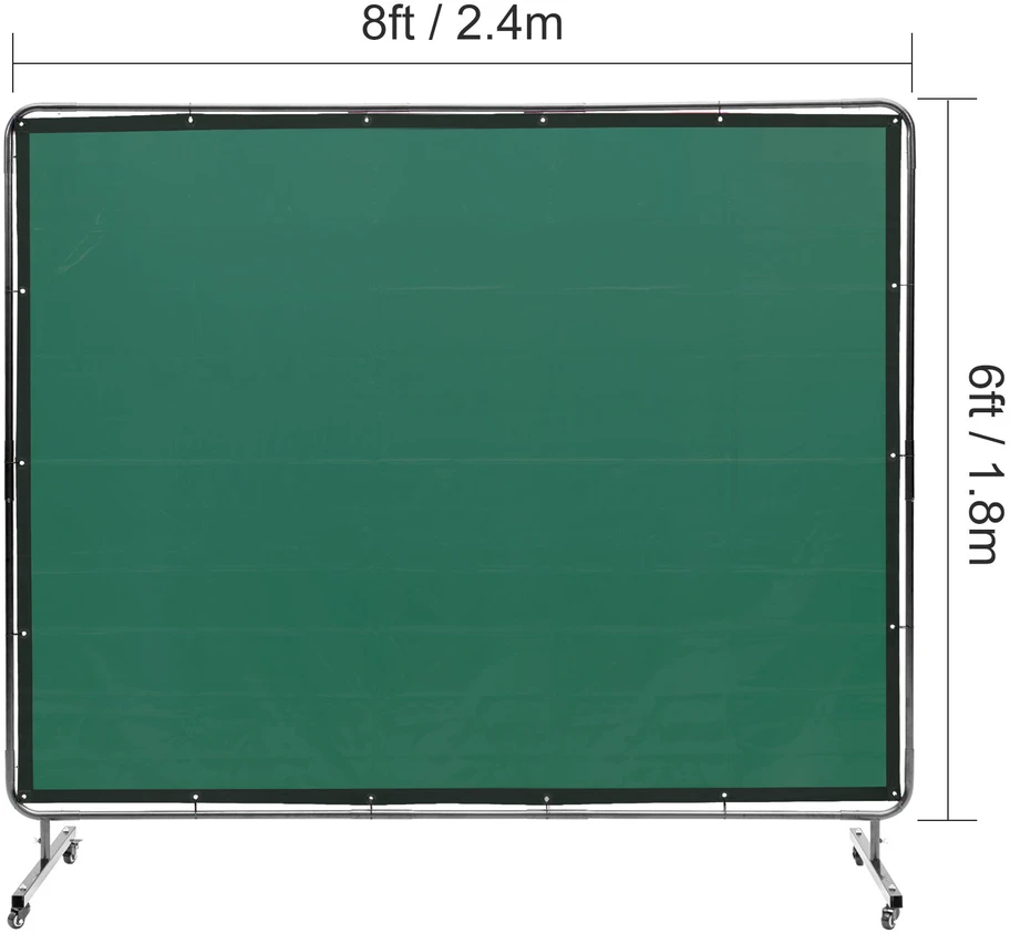 VEVOR Suvirinimo užuolaida su stovu, 183 cm x 244 cm, žalia