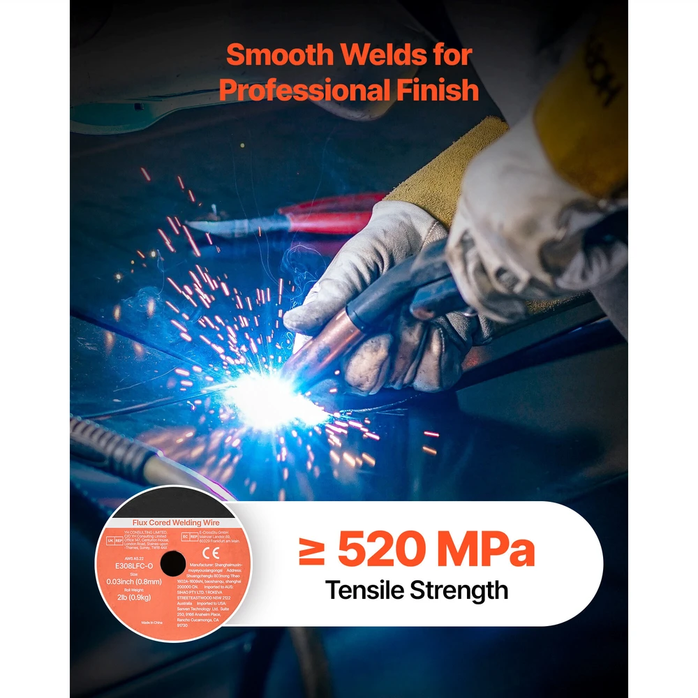VEVOR Srauto branduolinis MIG suvirinimo viela 0.8mm 0.9kg