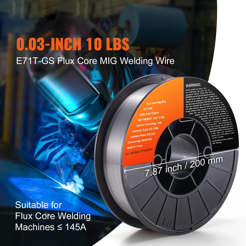 VEVOR Fluxinė suvirinimo viela E71T-GS 0.8 mm 4.5kg