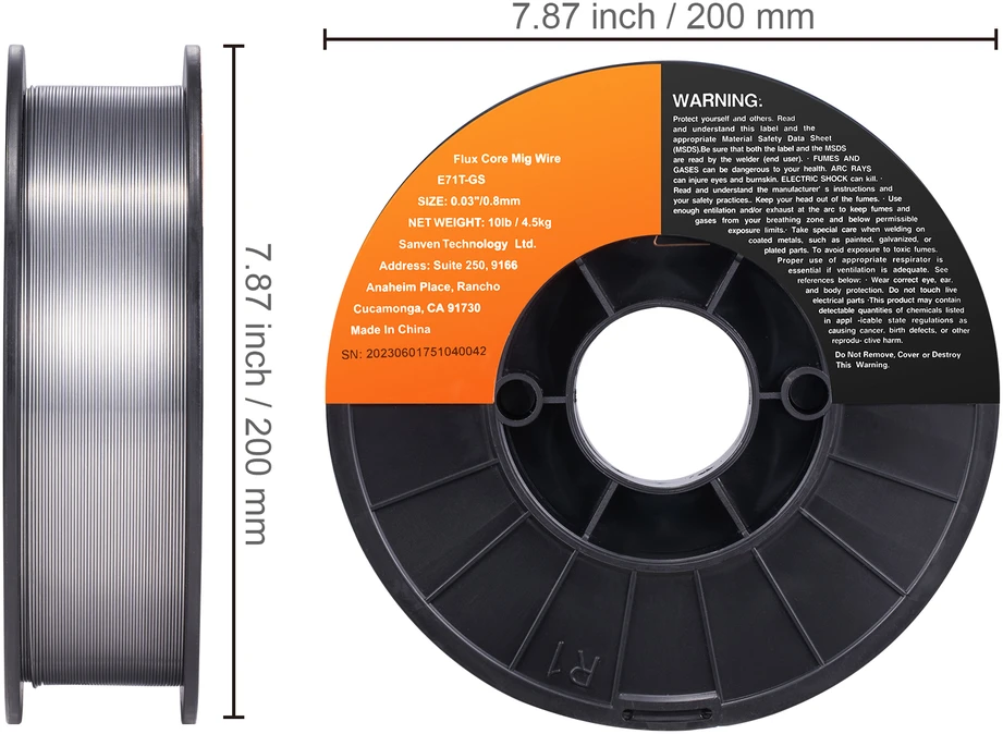 VEVOR Fluxinė suvirinimo viela E71T-GS 0.8 mm 4.5kg