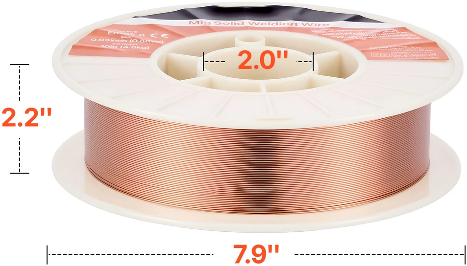 VEVOR Kietas MIG suvirinimo vielas ER70S-6, 0.8mm, 4.5kg