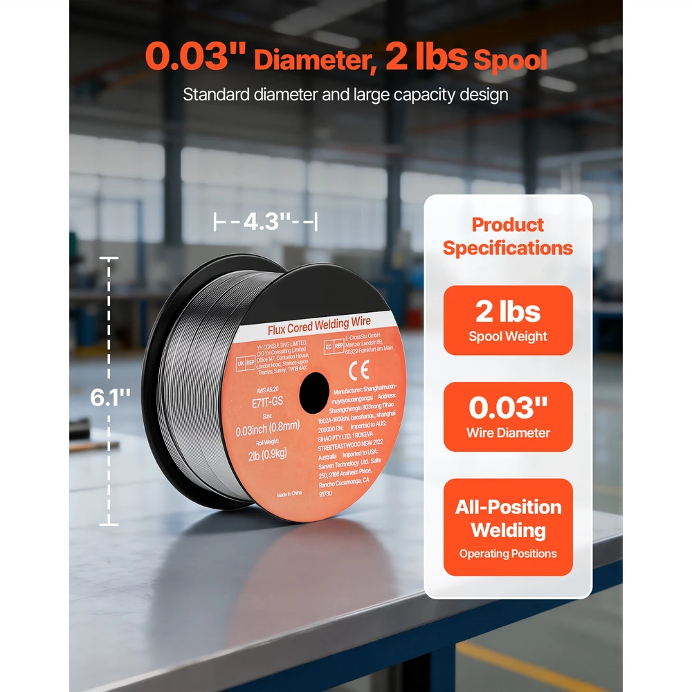 VEVOR Srauto šerdis suvirinimo viela, 0.8mm, 0.9kg (3 ritės)