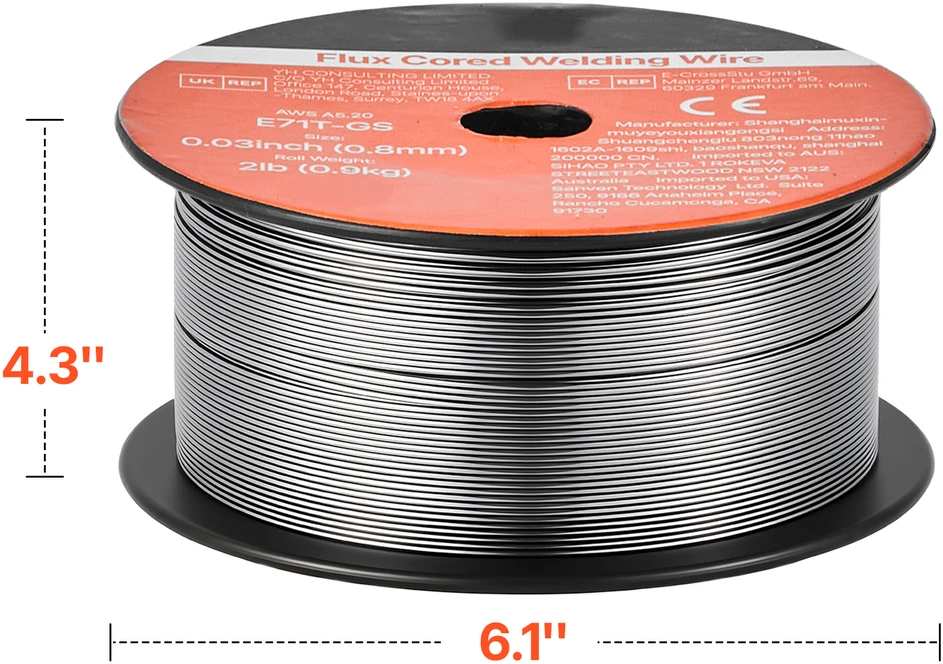 VEVOR Srauto šerdis suvirinimo viela, 0.8mm, 0.9kg (3 ritės)
