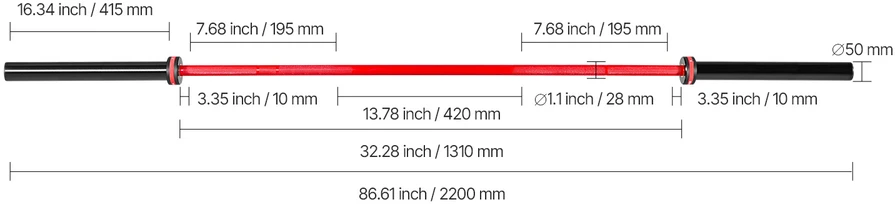 VEVOR 220 cm štanga su 2 colių diskais