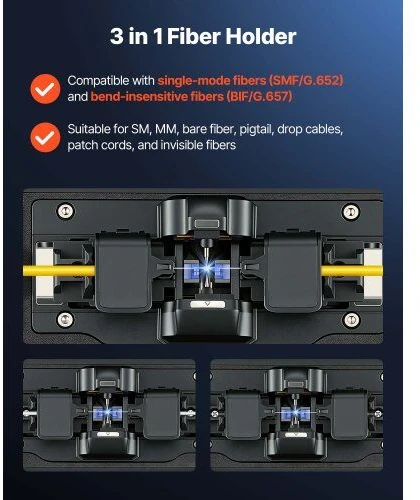 Optinių skaidulų suvirinimo aparatas VEVOR AI-5 Pro, 6 varikliai