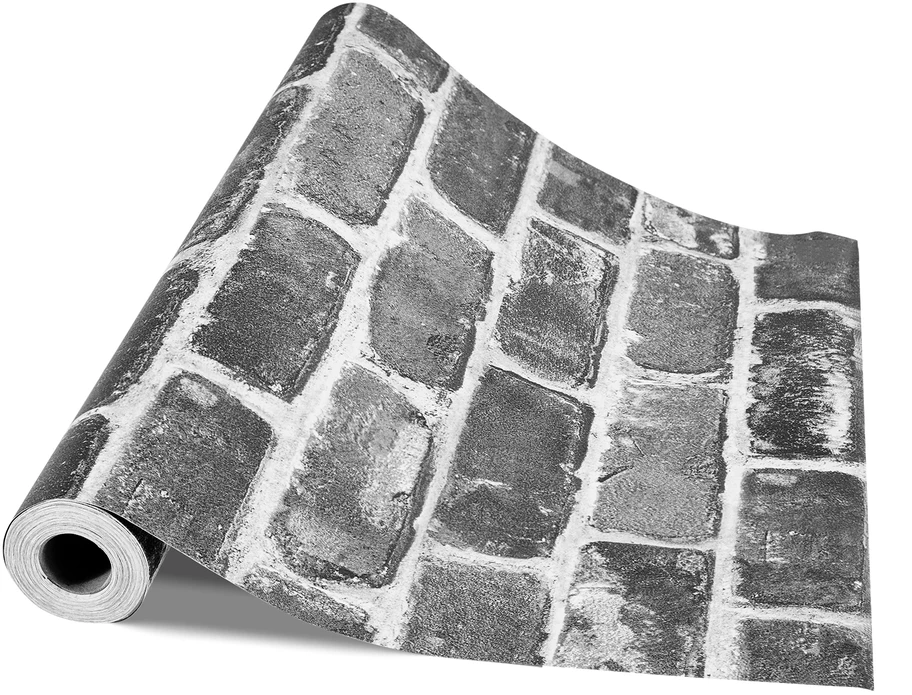 VEVOR Pilkas lipnus tapetas 45cm x 10m miegamajam