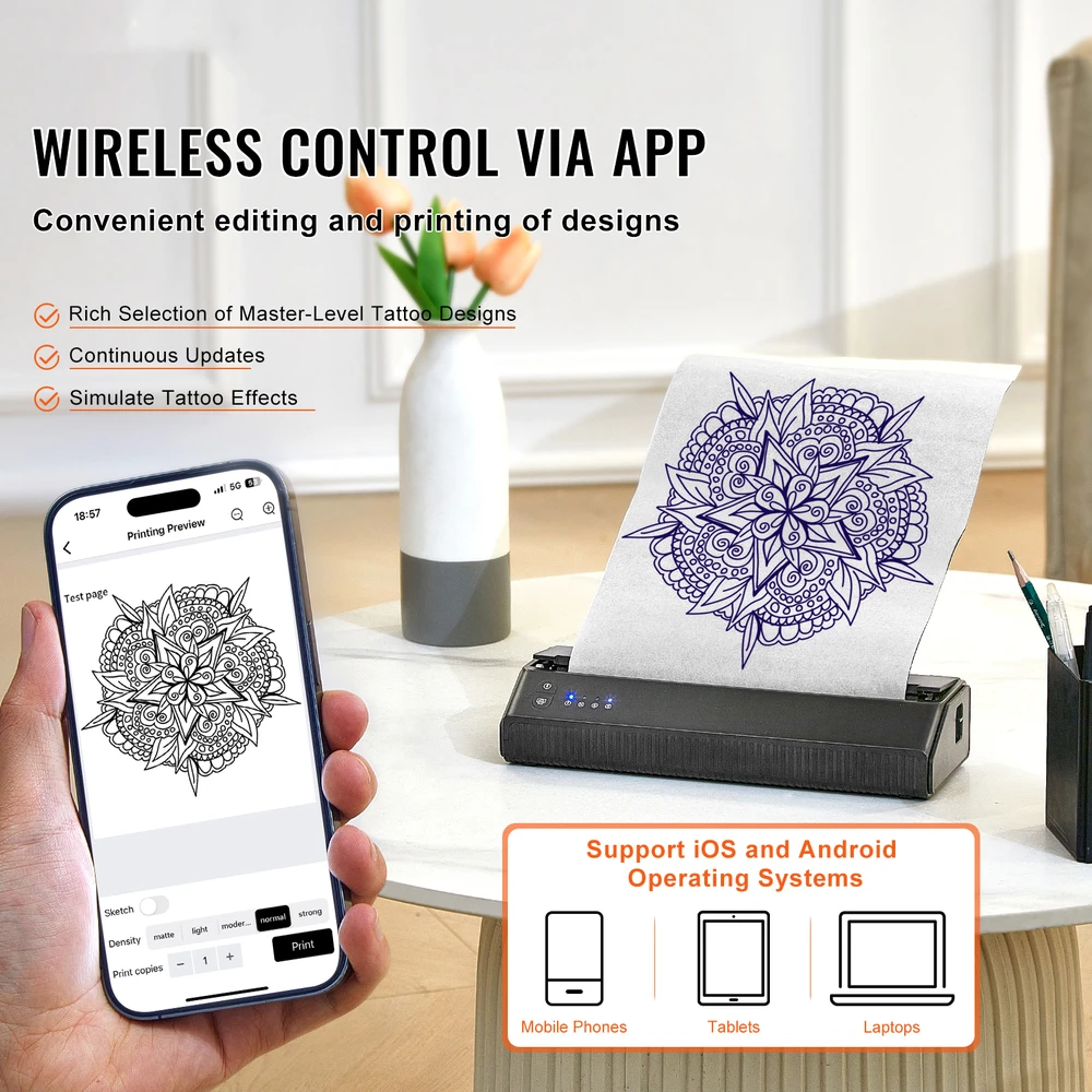VEVOR Bluetooth tatuiruočių pernešimo spausdintuvas
