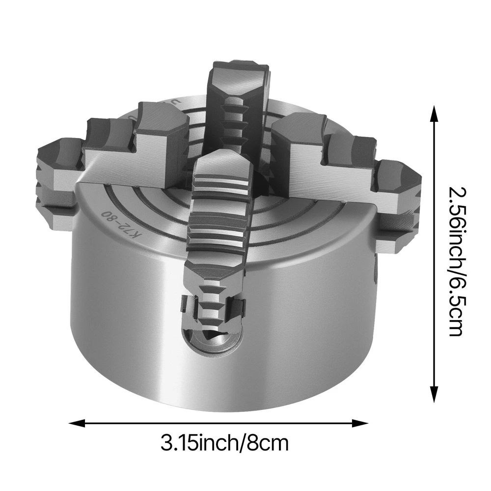 VEVOR 80 mm keturių žandų savicentrė tekinimo griebtuvas