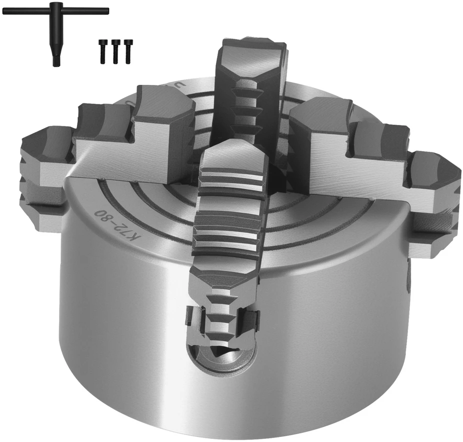 VEVOR 80 mm keturių žandų savicentrė tekinimo griebtuvas