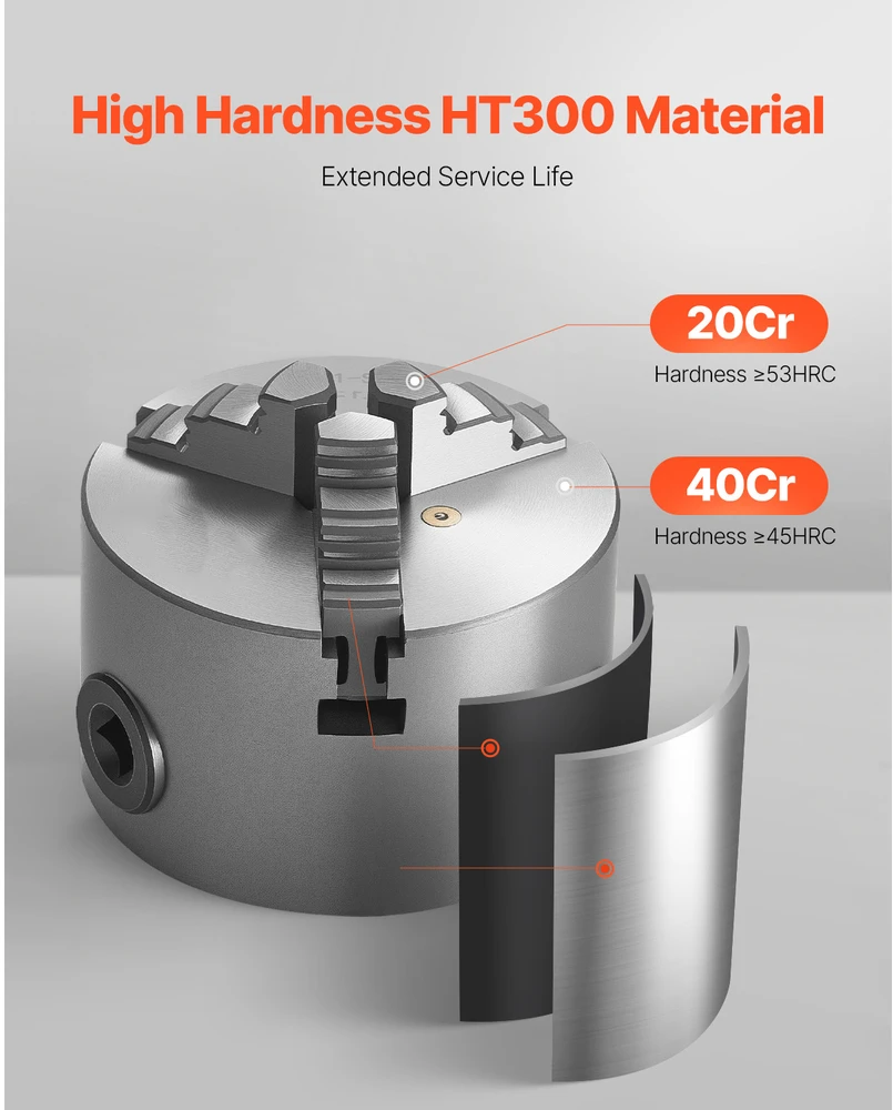 VEVOR 80 mm 3-žandikaulinis savaime centro sekraftas