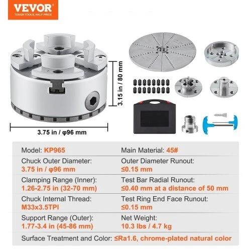 VEVOR KP965 tekinimo stūmoklis 4 žandikaulių 96 mm