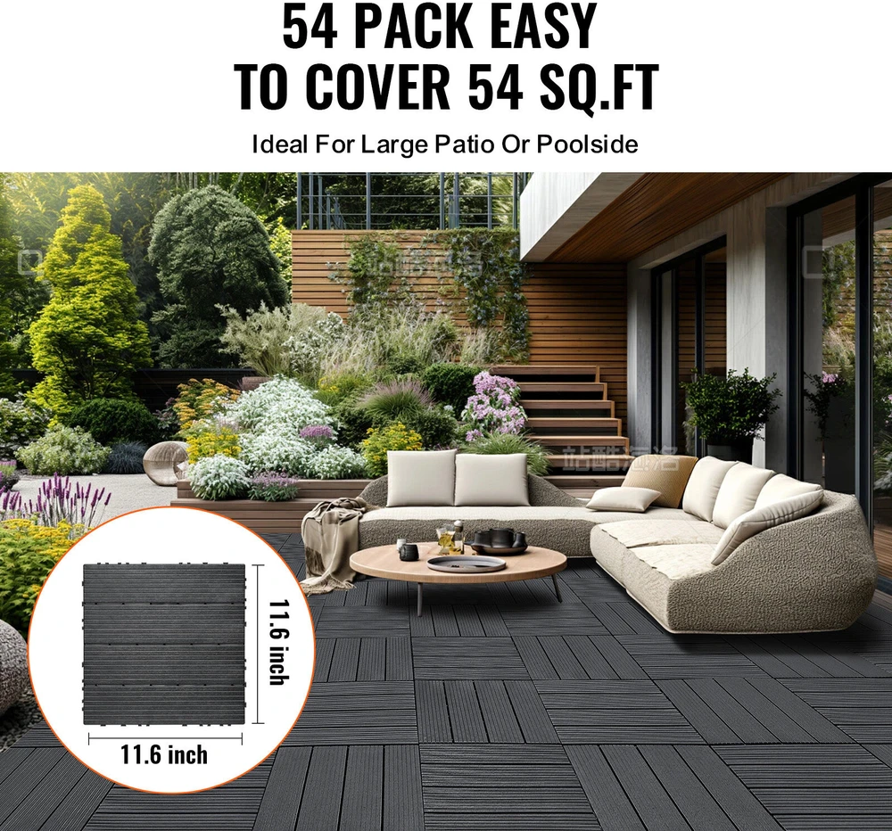 VEVOR Plastikinės terasa plytelės 54 vnt. 30x30 cm