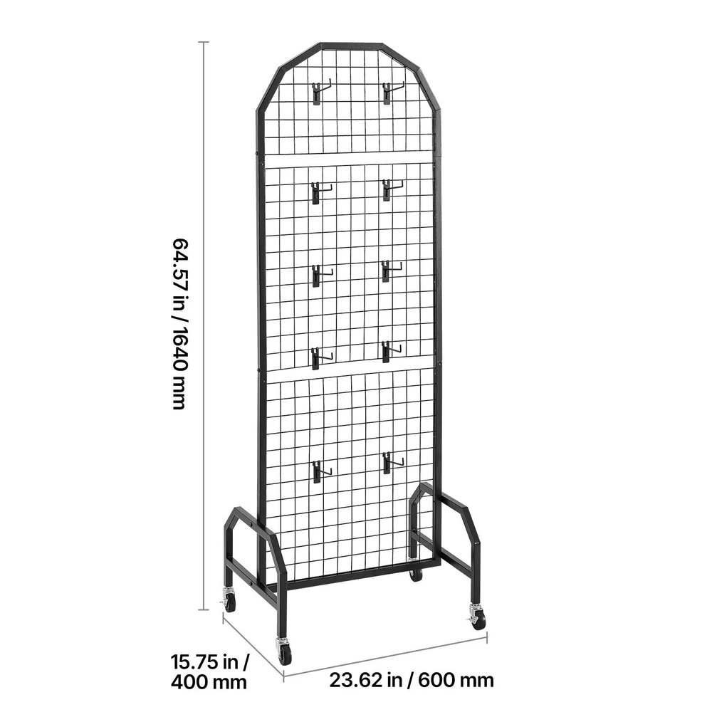 VEVOR 2 vnt. 600 x 1640 mm tinklinė sienelė su ratukais ir kabliukais