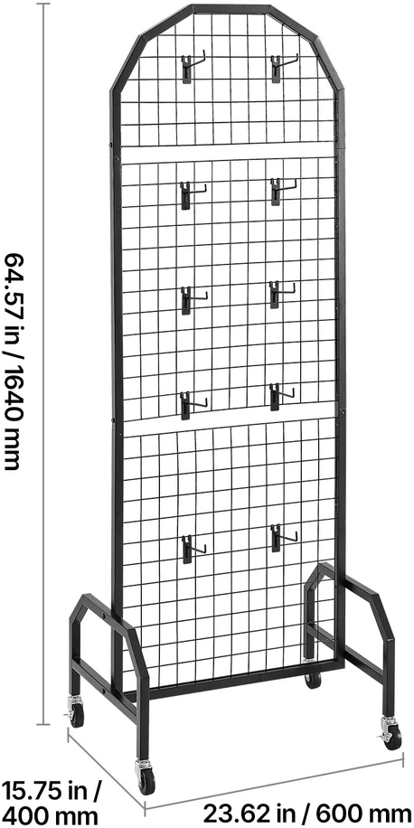 VEVOR 2 vnt. 600 x 1640 mm tinklinė sienelė su ratukais ir kabliukais