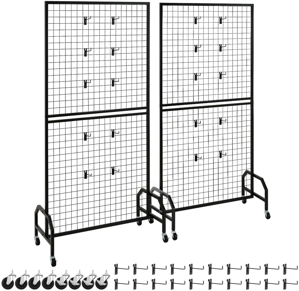 Vevor Tinklinė sieninė panelė ekspozicinis stovas, 89,8x40x179,8 cm, juoda, anglinis plienas (Ekspozicinė prekė)