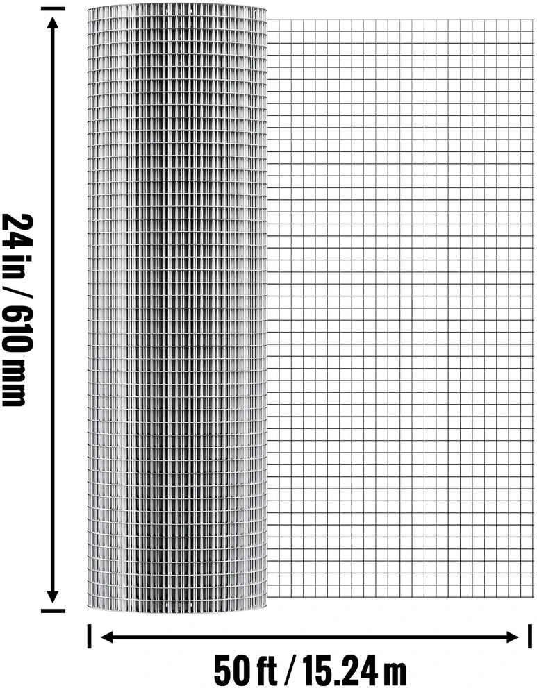 VEVOR Cinkuota vielinė tvora, 1/2 colio 24x50 pėd.