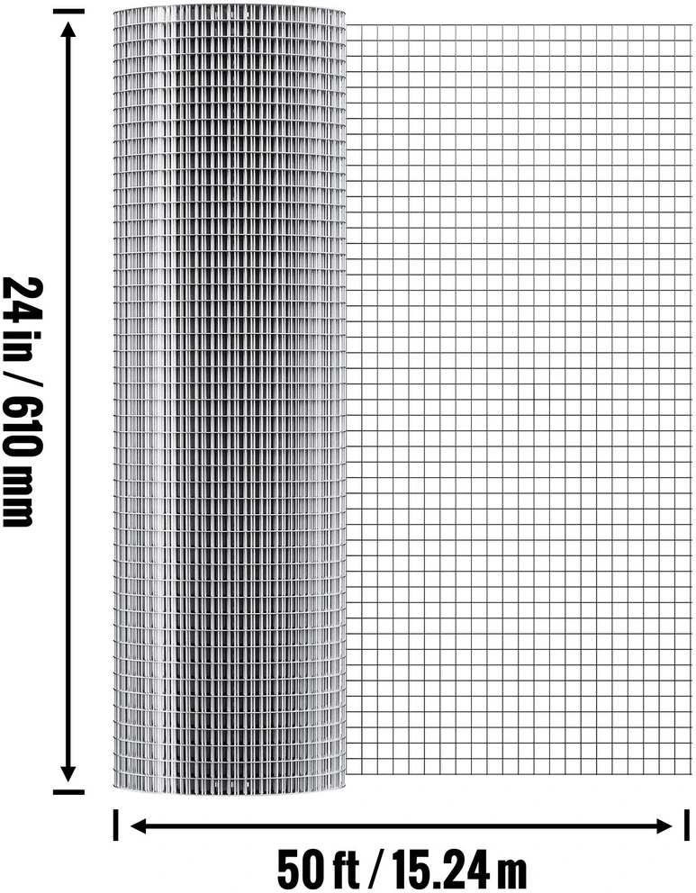 VEVOR Cinkuota vielinė tvora, 1/2 colio 24x50 pėd.