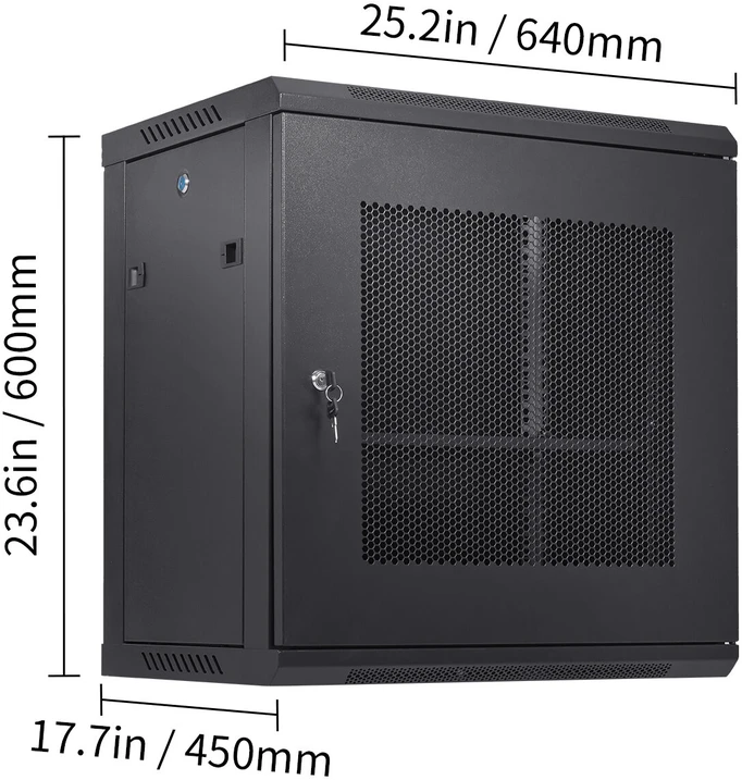 VEVOR 12U tinklo serverio spintelė, 39 cm gylio