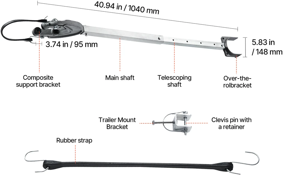 VEVOR Reguliuojamas 60-91 cm korpuso laikiklis