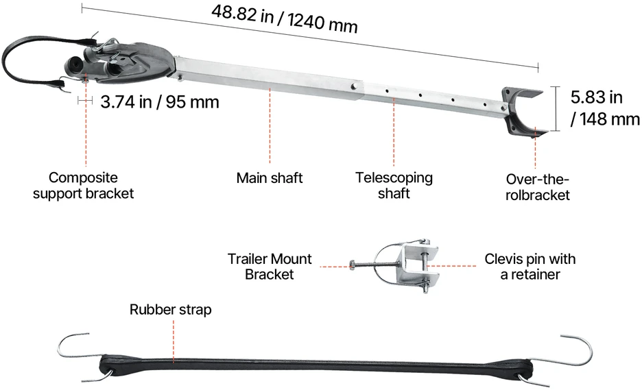 VEVOR Reguliuojamas transomo stabilizatorius 82-111 cm