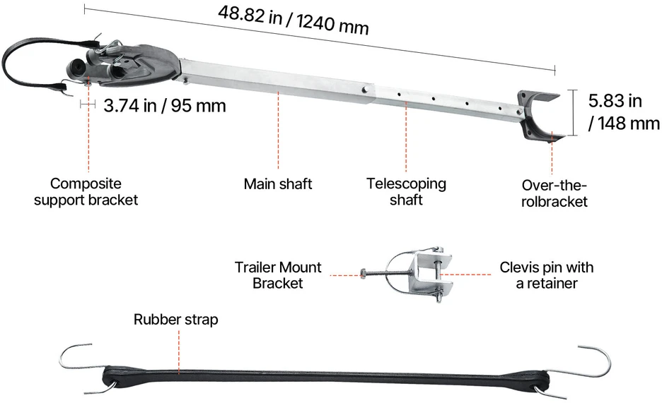 VEVOR Reguliuojamas transomo stabilizatorius 82-111 cm