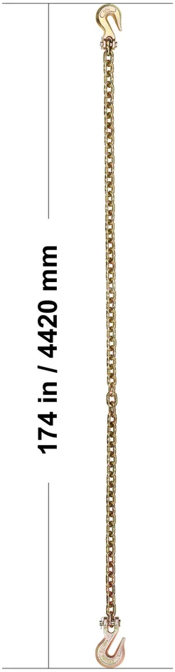 VEVOR G80 vilkimo grandinė su dviem kabliais 8mm x 4.33m