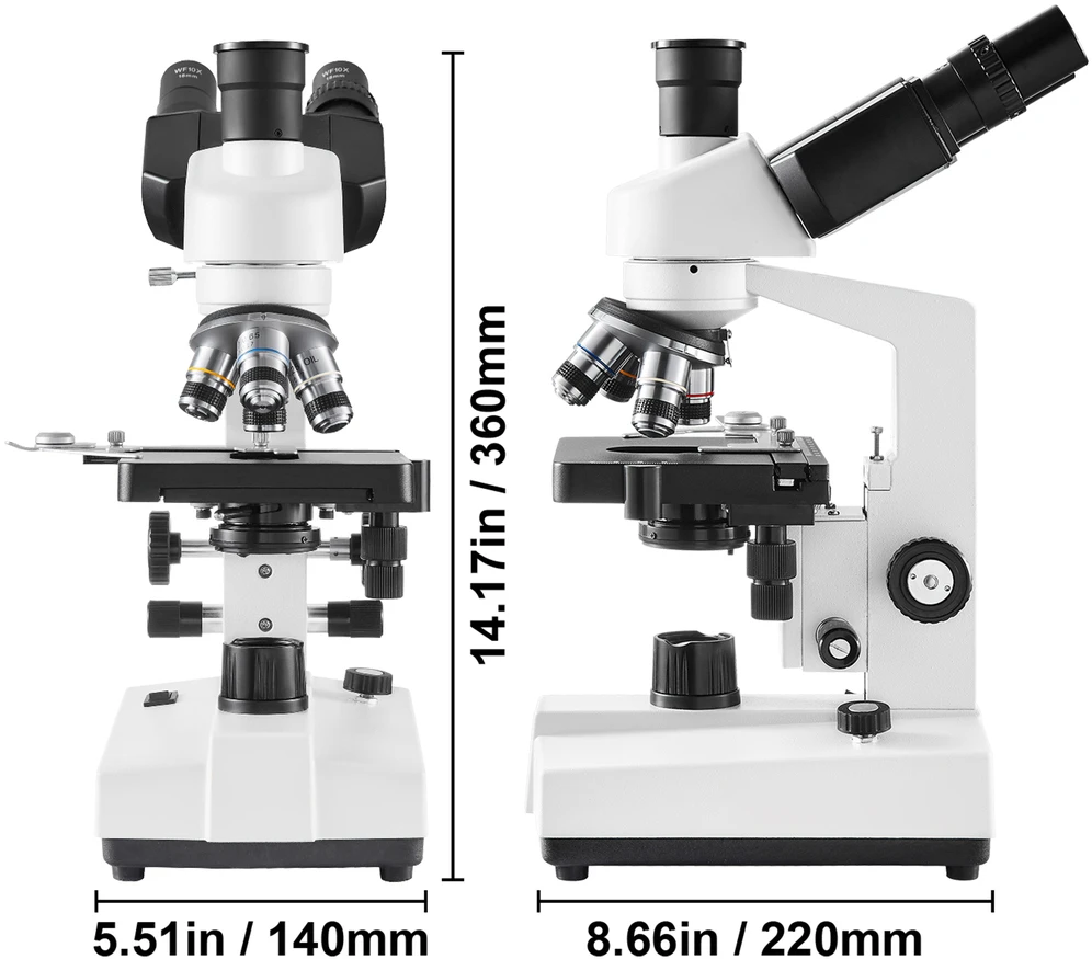 VEVOR Trinokulinis mikroskopas 40X-5000X