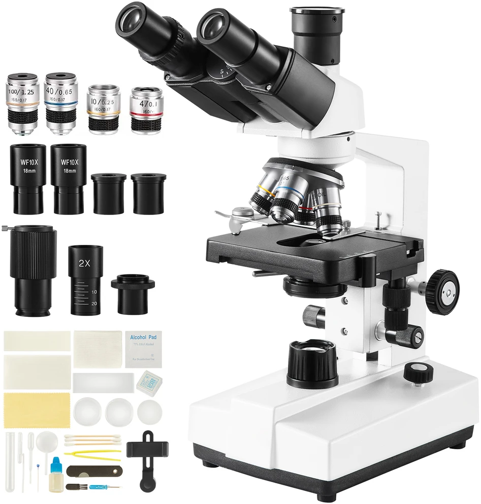 VEVOR Trinokulinis mikroskopas 40X-5000X