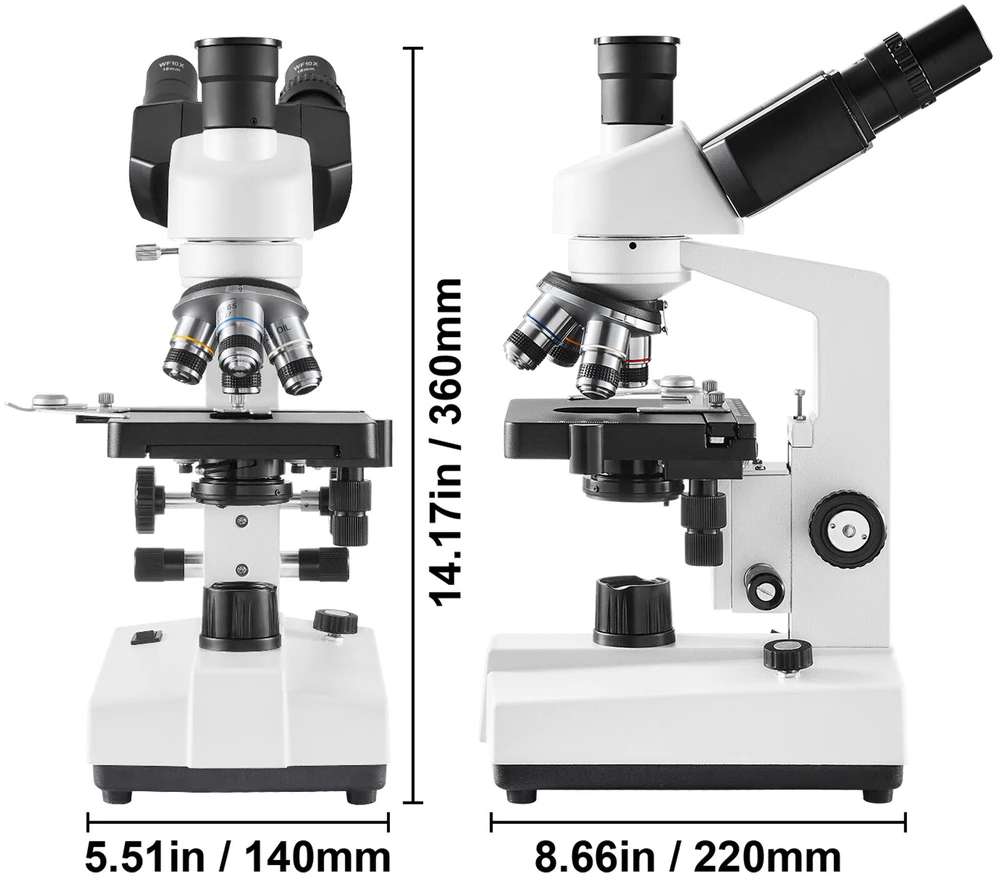 VEVOR Trinokulinis mikroskopas 40X-5000X