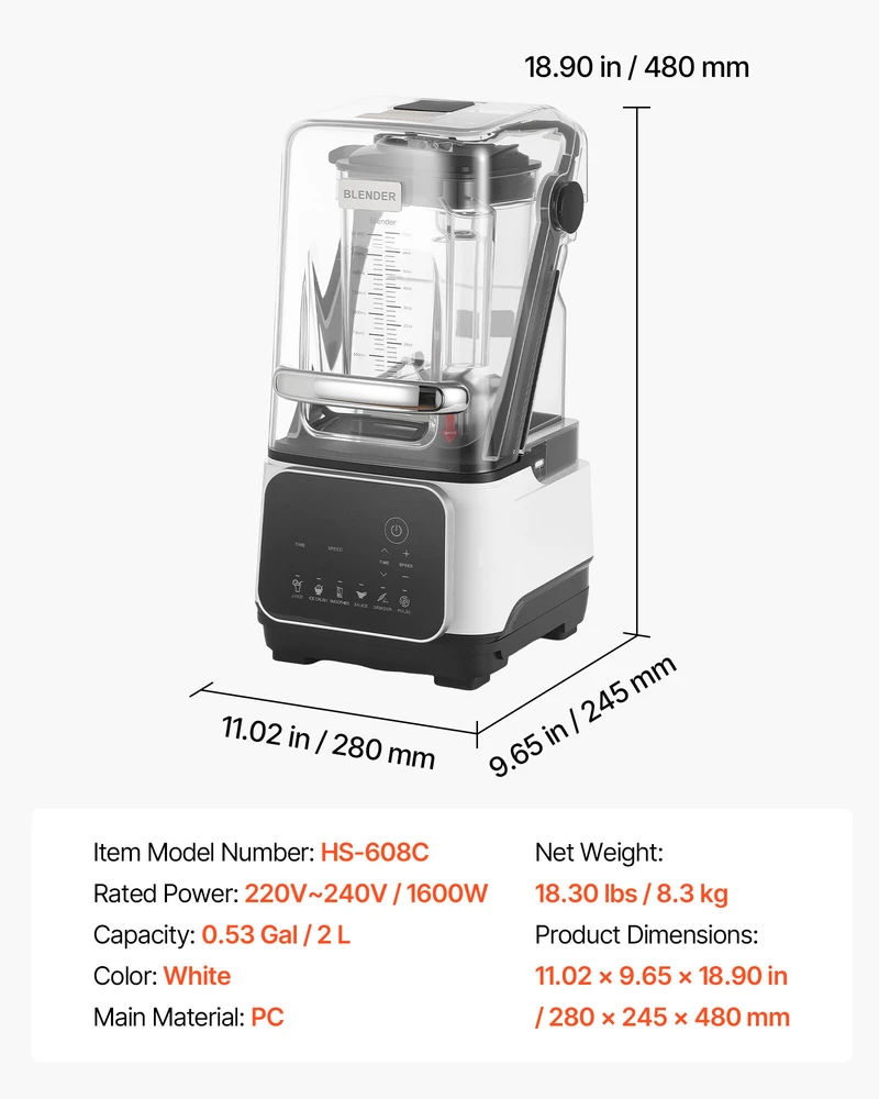 VEVOR Profesionalus 2L blenderis su apsauga