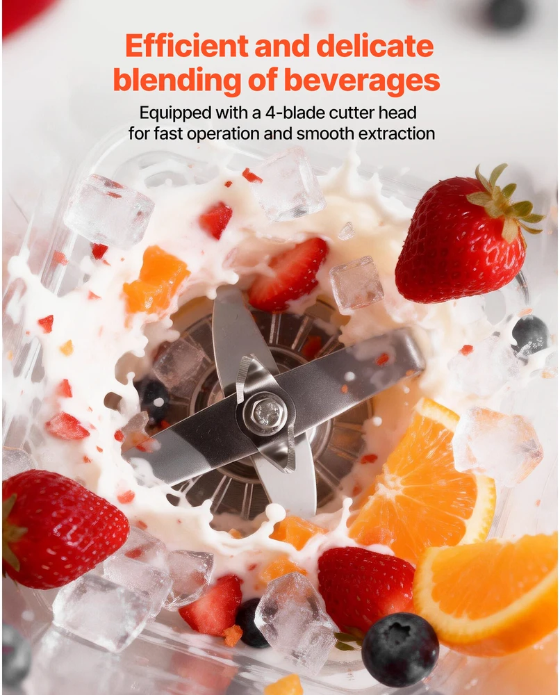 VEVOR Virtuvinis blenderis su ekranu 2L, 2200W, juodas