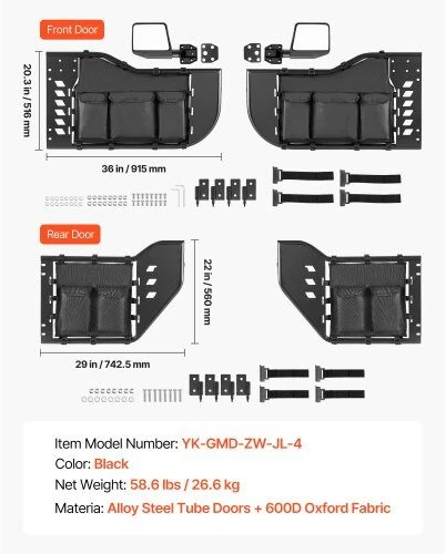 VEVOR Jeep Wrangler ir Gladiator plieninės durys