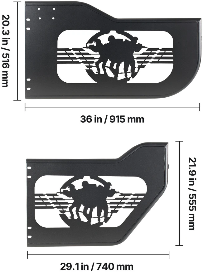 VEVOR Jeep Wrangler ir Gladiator vamzdinės durys