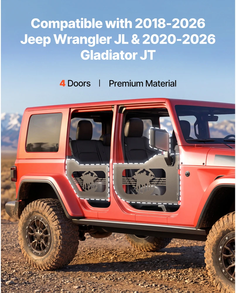 VEVOR Jeep Wrangler ir Gladiator vamzdinės durys