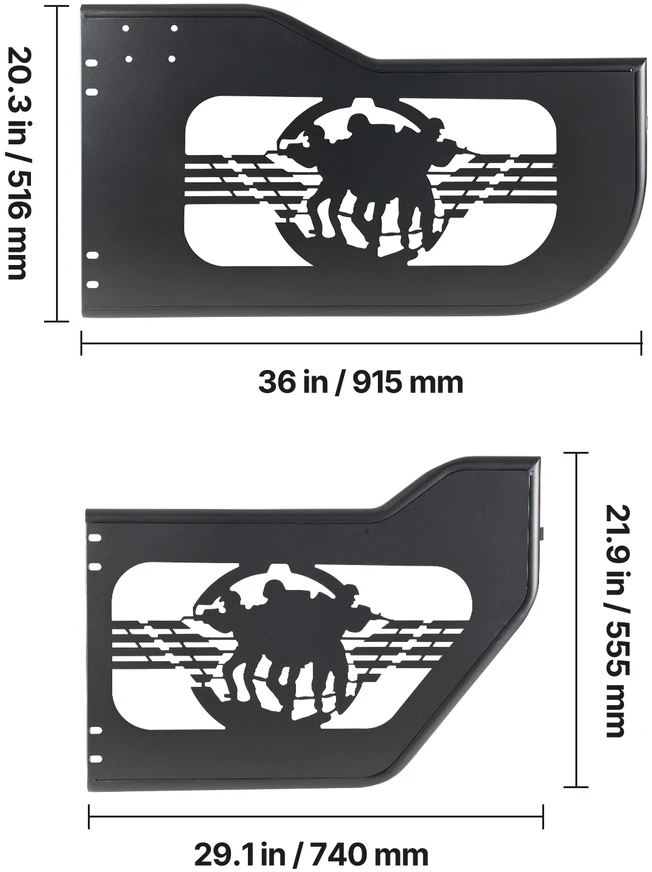 VEVOR Jeep Wrangler ir Gladiator vamzdinės durys