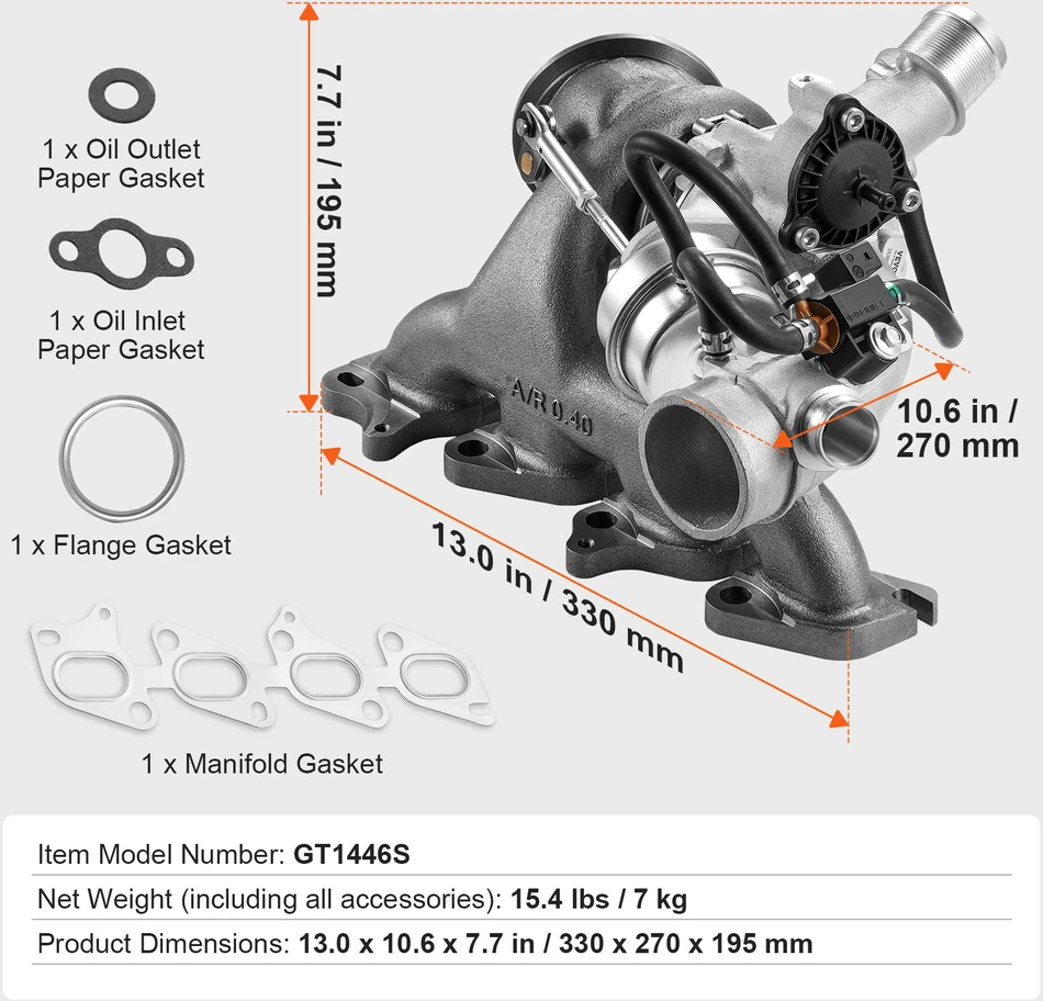 VEVOR Turbo komplektas su vožtuvu Chevrolet Cruze 2011-2019 1.4T
