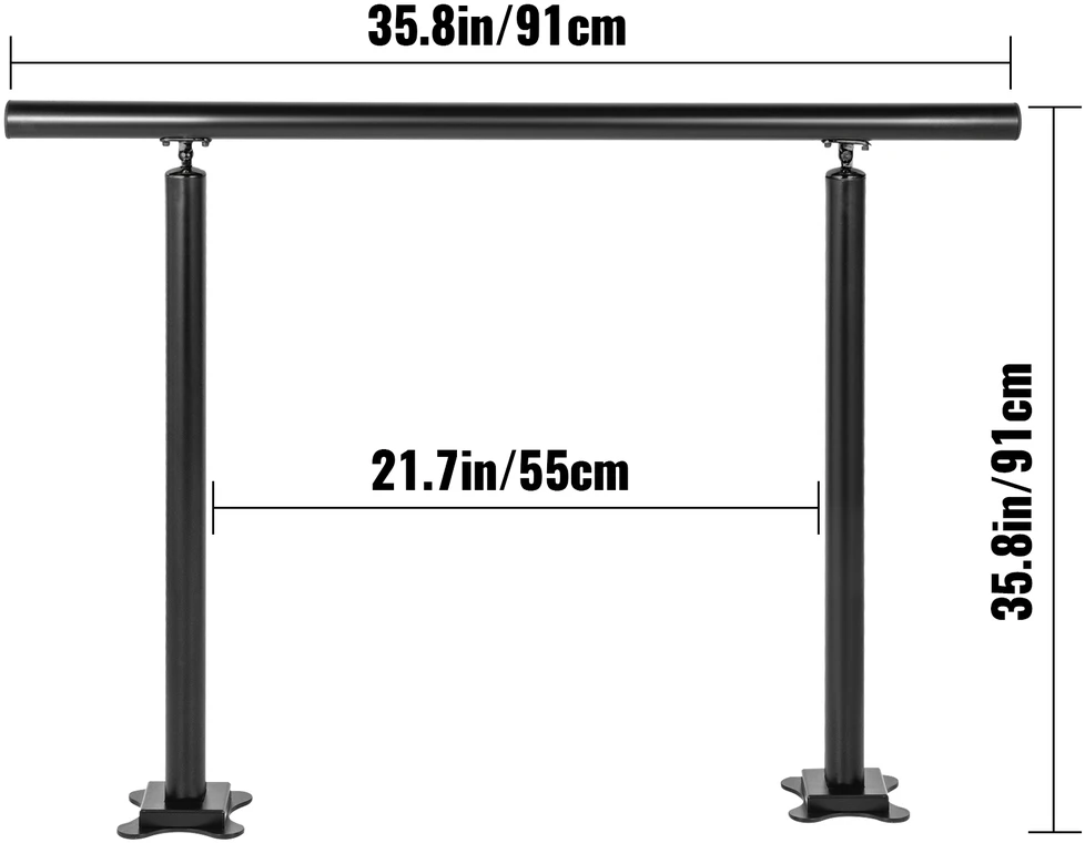 VEVOR lauko laiptų turėklai, 86 cm, reguliuojami