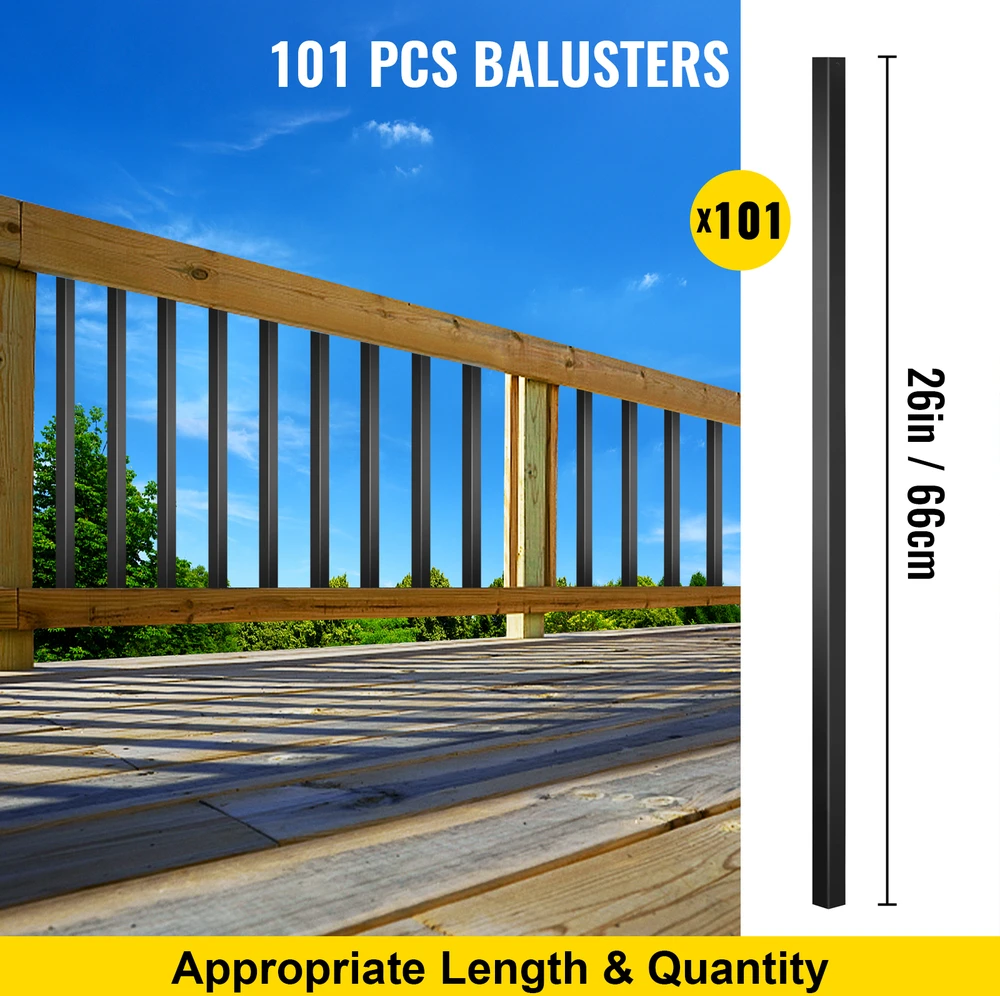 VEVOR Lauko laiptų turėklų balustrai, 101 vnt.