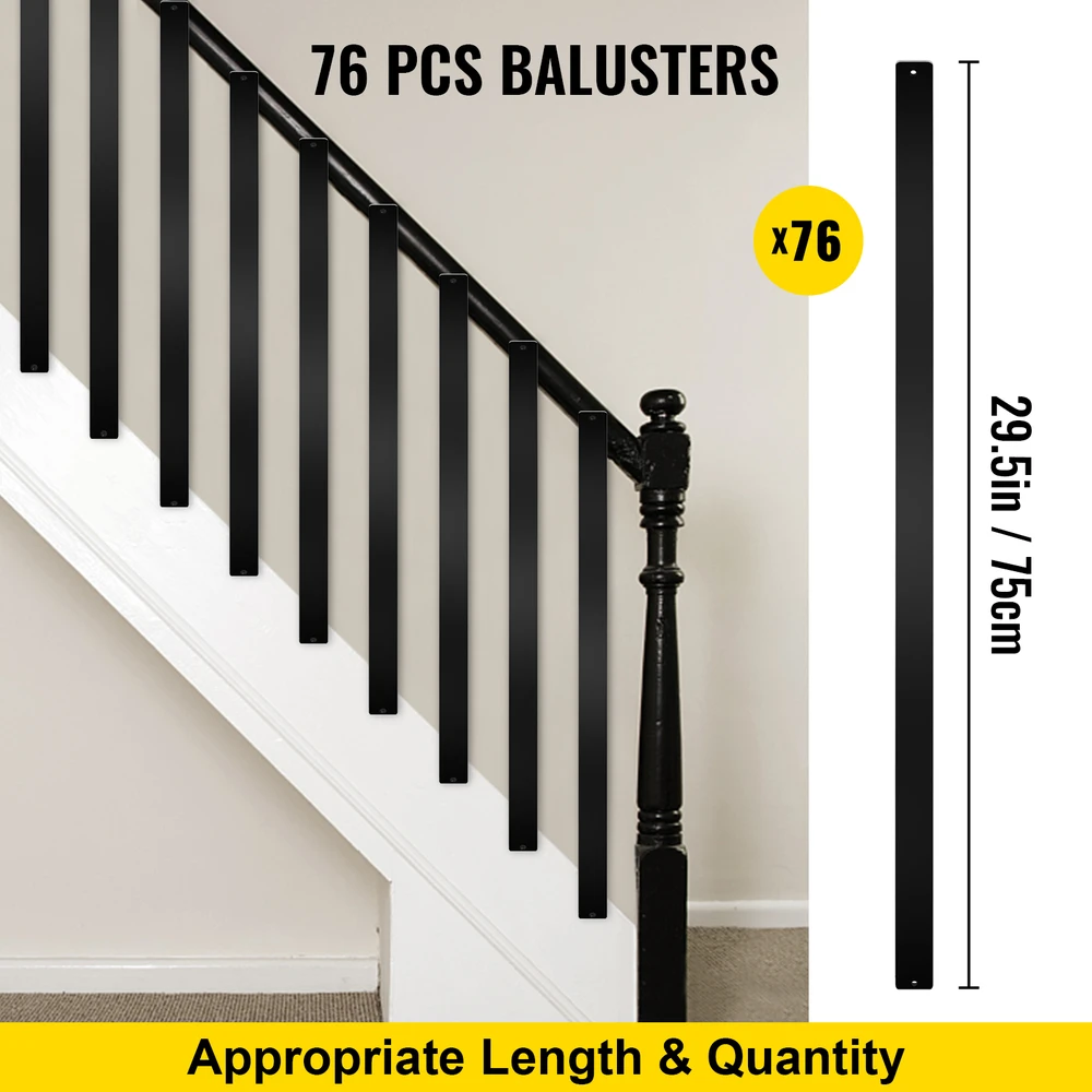 VEVOR Metalinės turėklų balustrados, 76 vnt., 75 cm