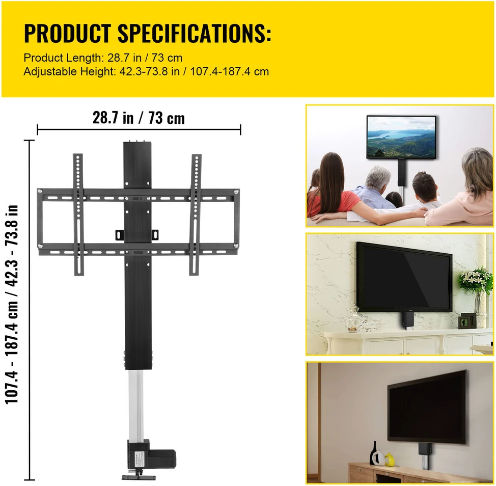 Laikiklis VEVOR Elektrinė TV pakyla montuojama LCD/LED/OLED televizoriams