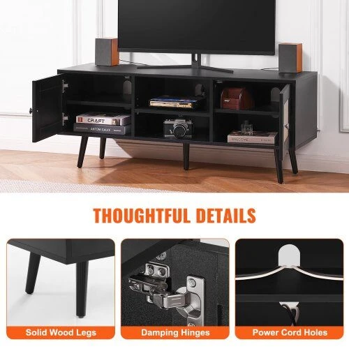 TV staliukas VEVOR Rataninė TV spintelė 140 cm