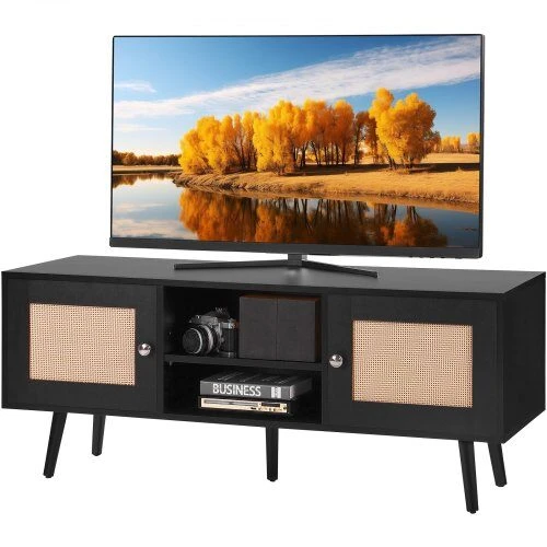 TV staliukas VEVOR Rataninė TV spintelė 140 cm