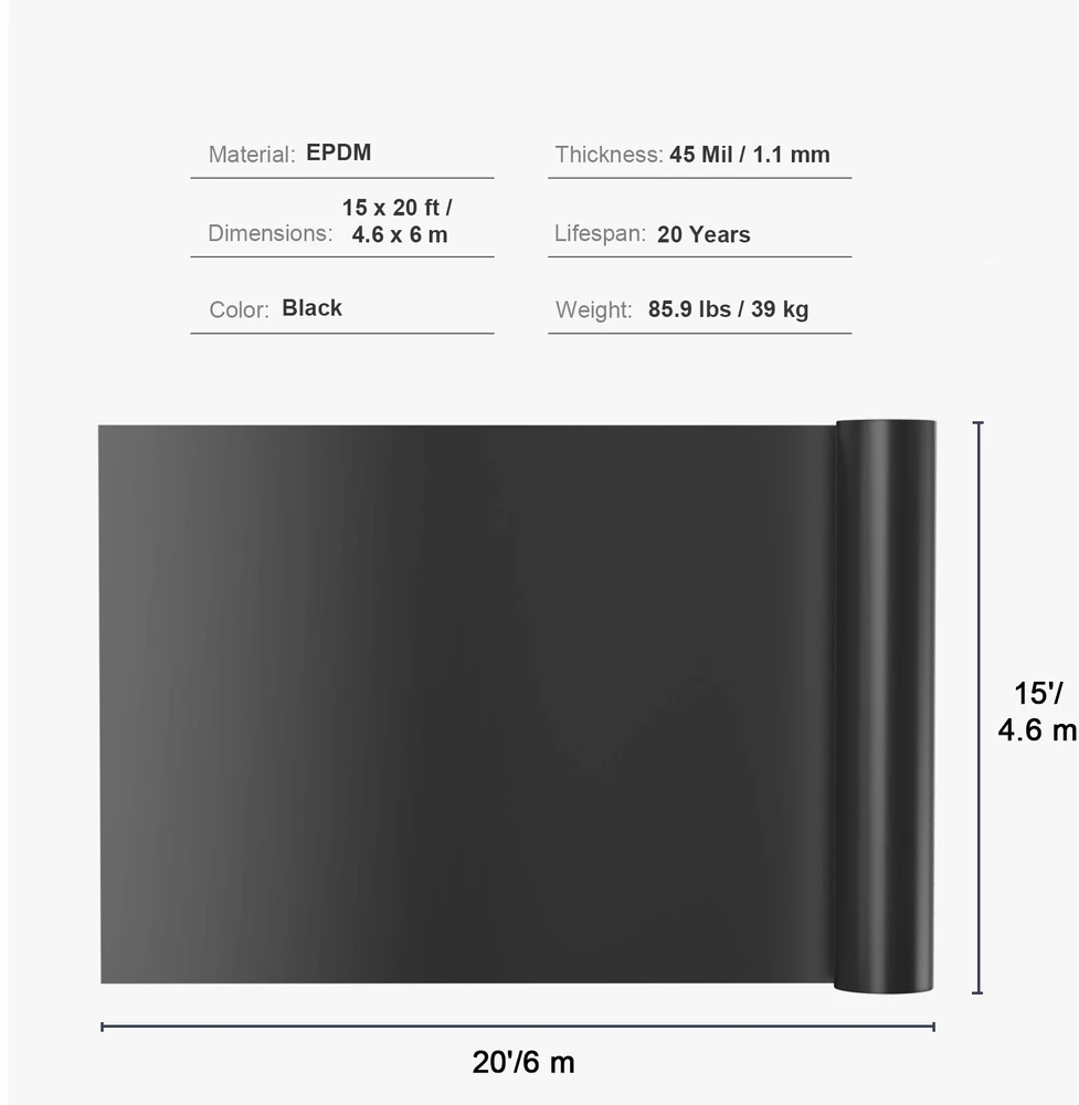 VEVOR Baseino danga iš EPDM, 4.6 x 6 m