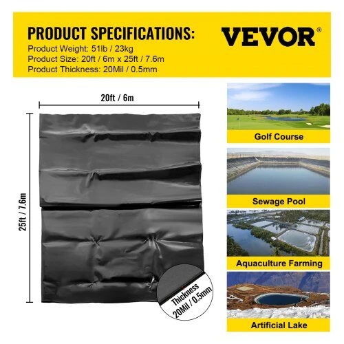 VEVOR lldpe tvenkinio dangtis 6x7,6 m 0,5 mm
